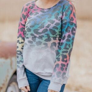 Filly Flair Multicolor Leopard Print Off-the-Shoulder Sweater